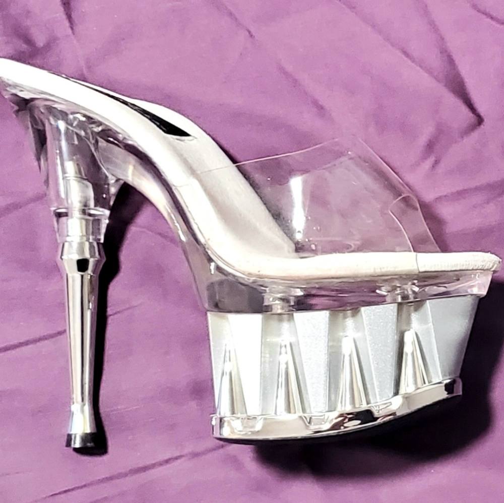 Highest heel 6 in platform clear stiletto